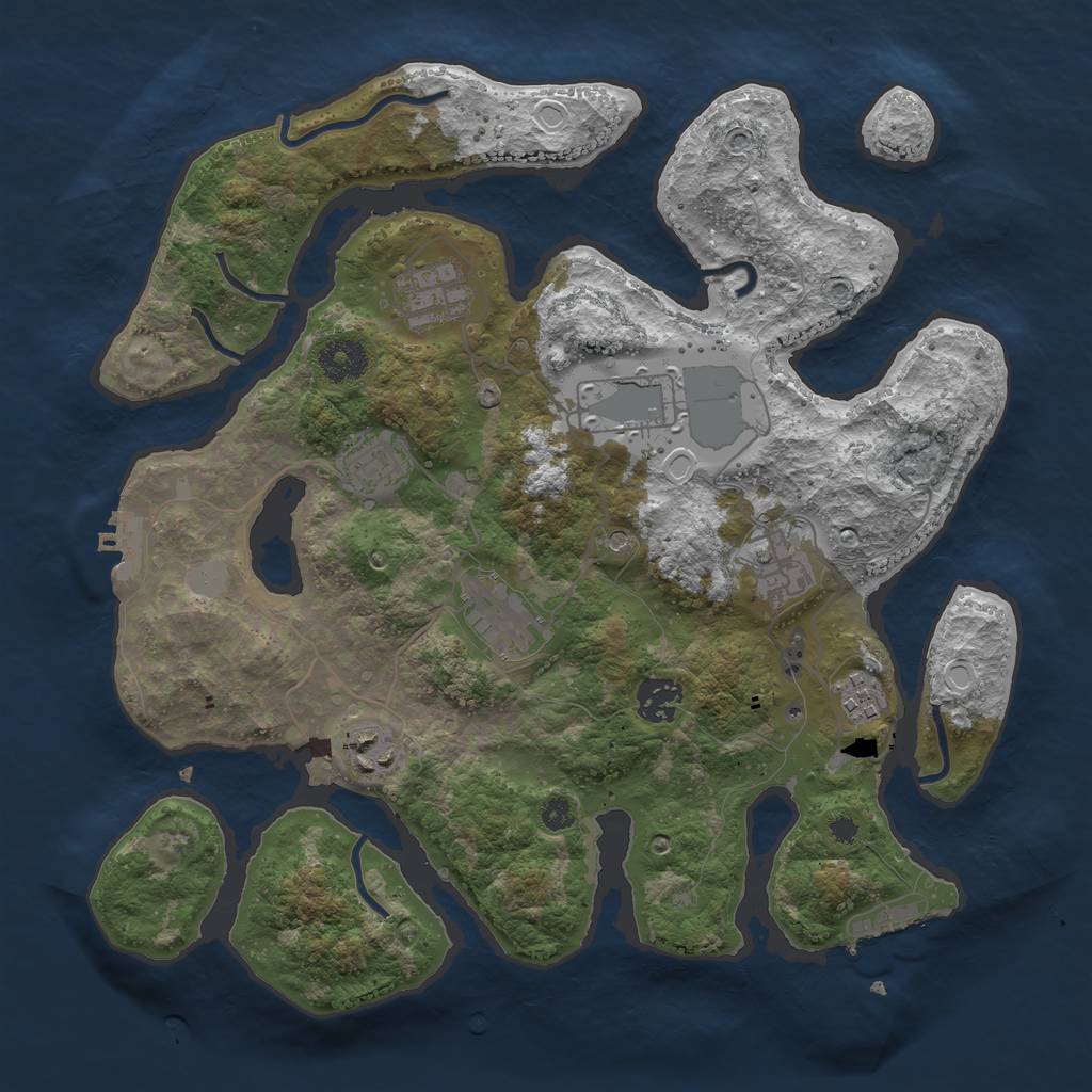 Rust Map: Procedural Map, Size: 3500, Seed: 62880463, 16 Monuments