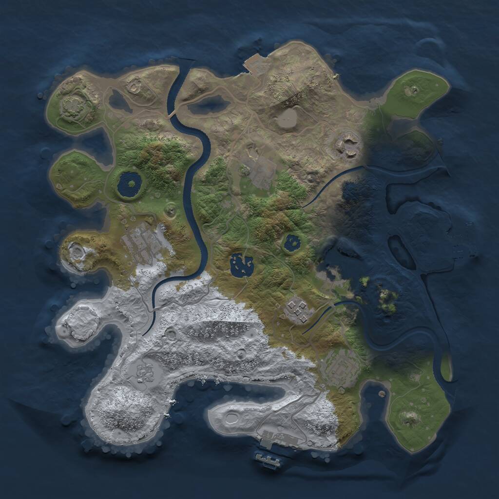 Rust Map: Procedural Map, Size: 3000, Seed: 851435, 12 Monuments