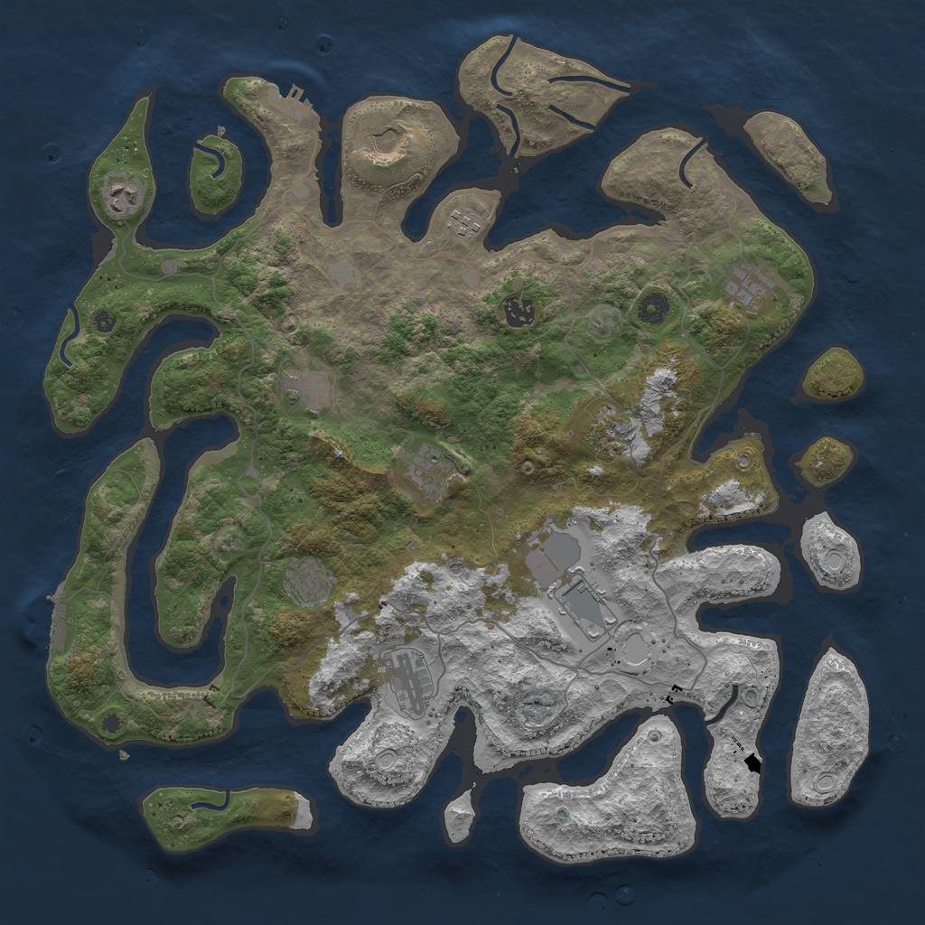 Rust Map: Procedural Map, Size: 4400, Seed: 989742653, 19 Monuments