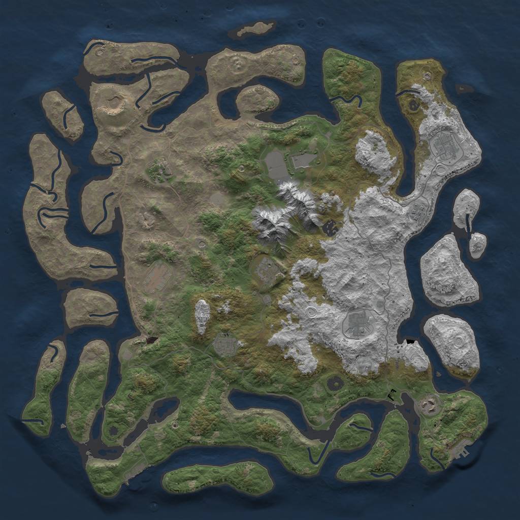 Rust Map: Procedural Map, Size: 5000, Seed: 2653265, 19 Monuments
