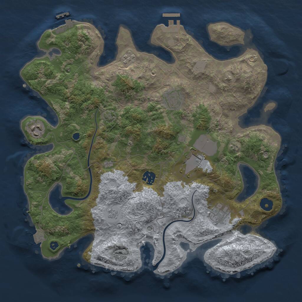 Rust Map: Procedural Map, Size: 3500, Seed: 1345, 12 Monuments