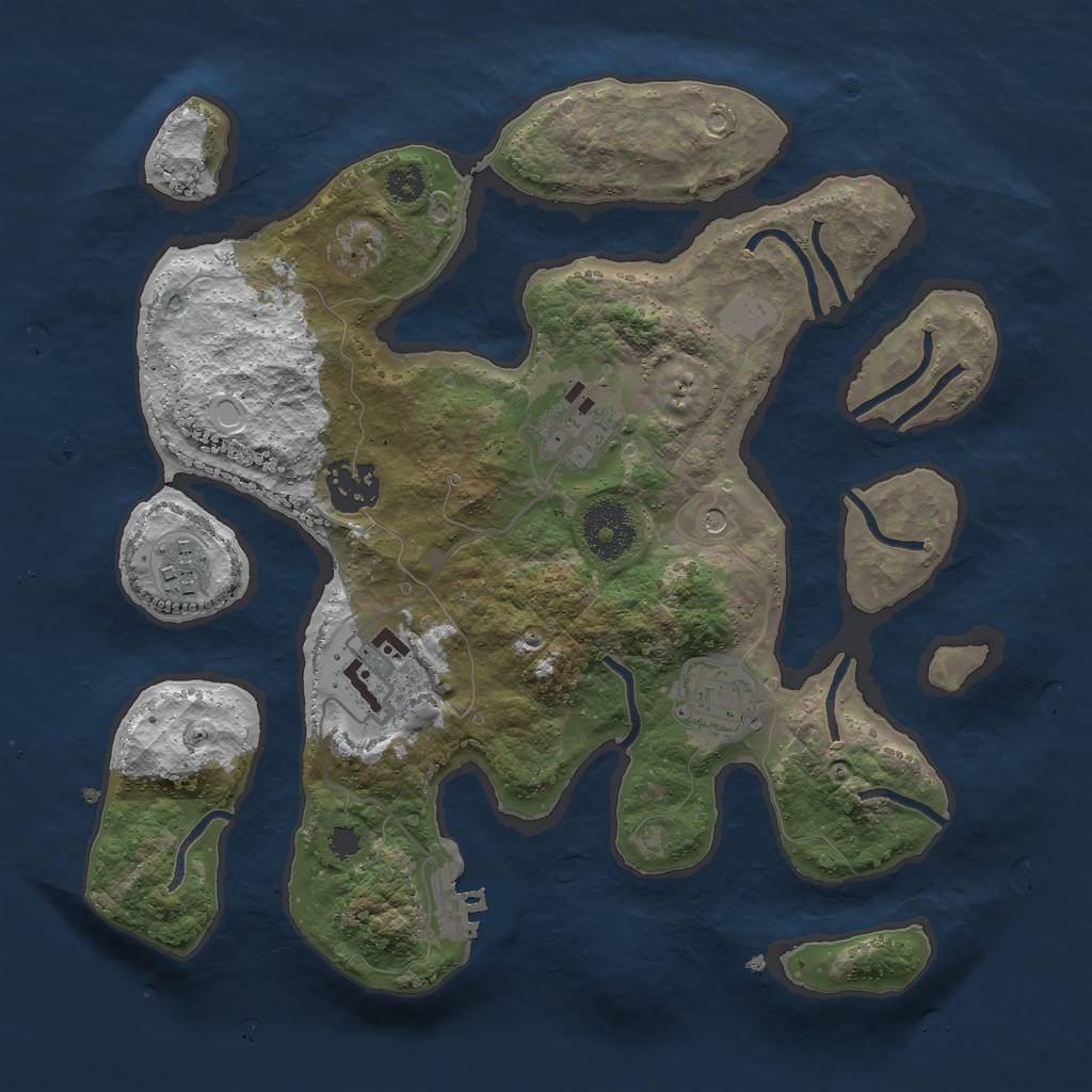 Rust Map: Procedural Map, Size: 3000, Seed: 994255, 12 Monuments