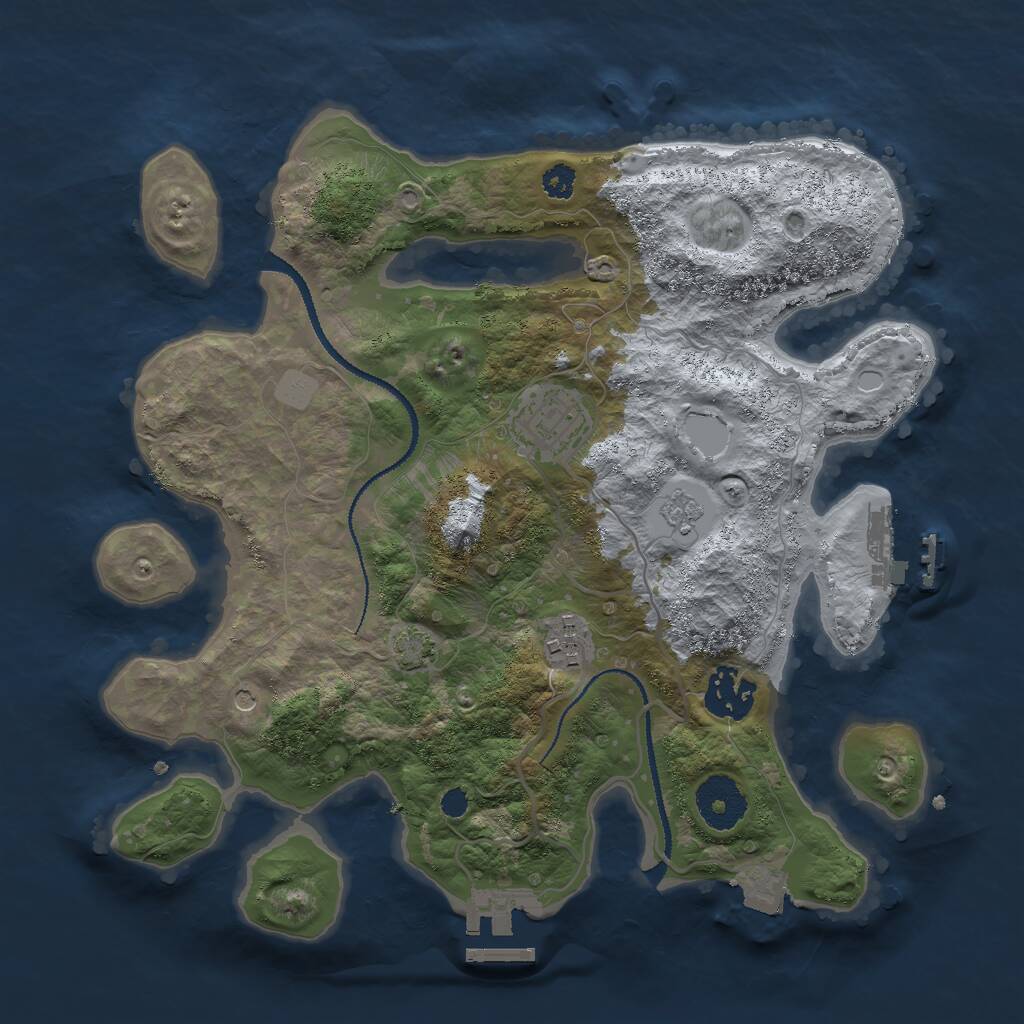 Rust Map: Procedural Map, Size: 3000, Seed: 110792, 9 Monuments
