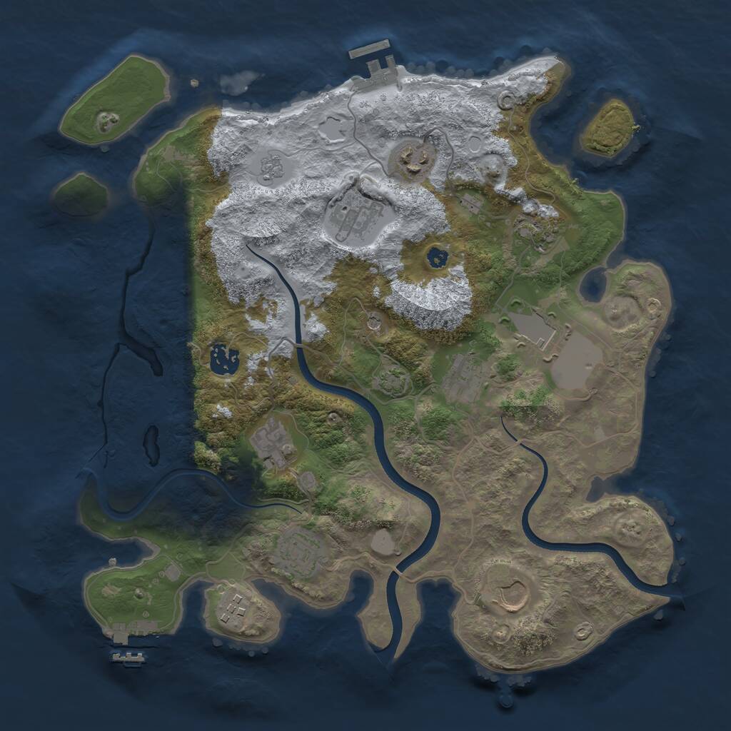 Rust Map: Procedural Map, Size: 3550, Seed: 85976, 16 Monuments