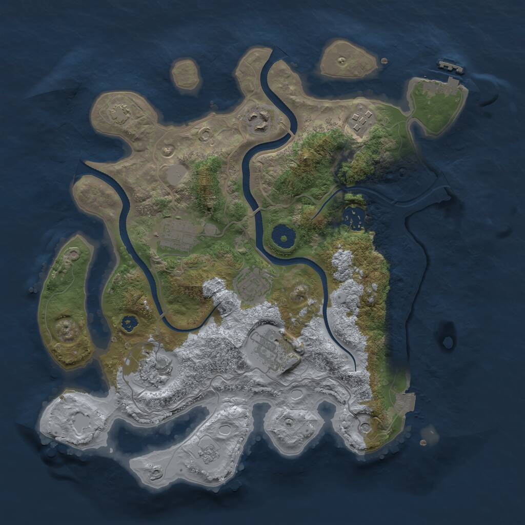 Rust Map: Procedural Map, Size: 3300, Seed: 1227040851, 12 Monuments