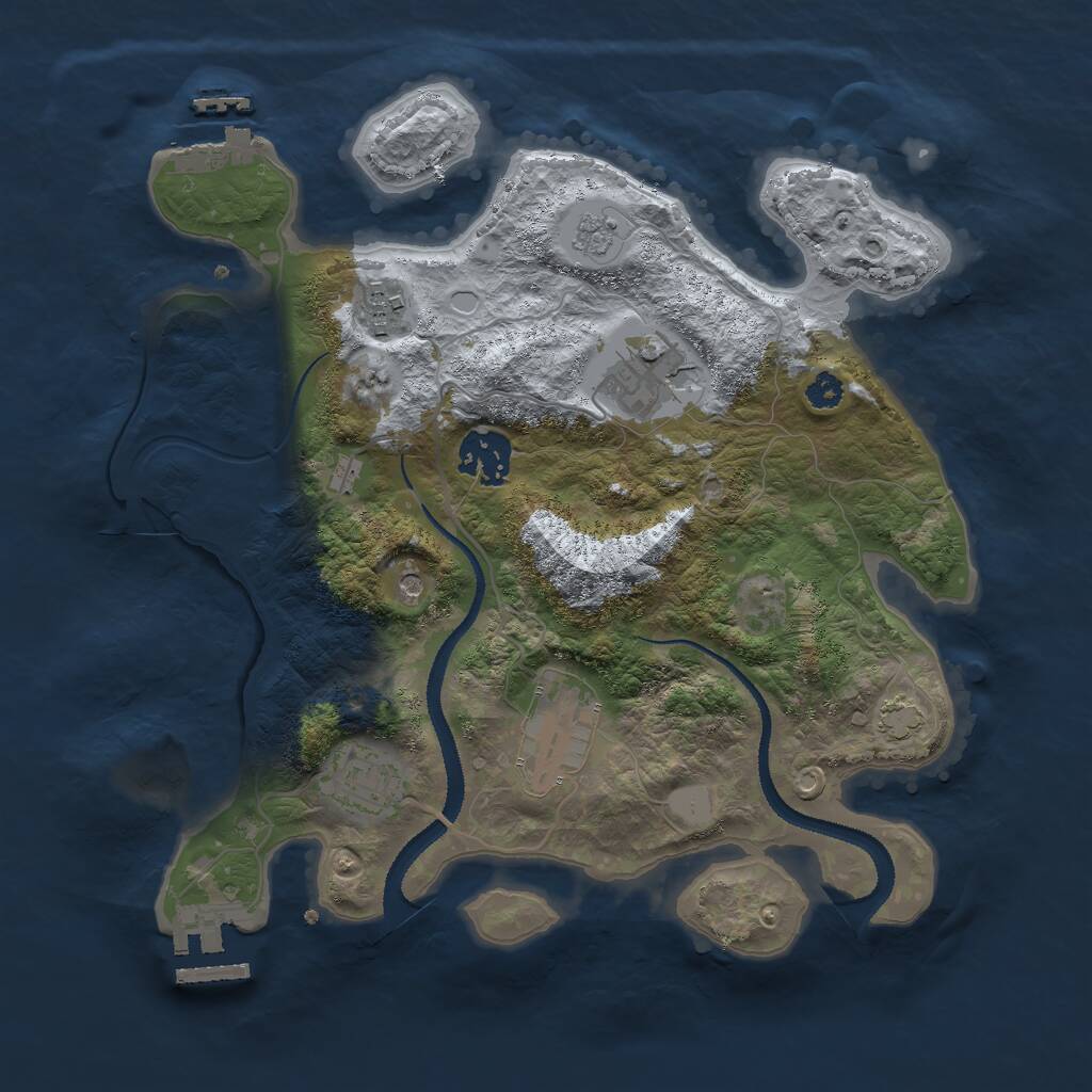 Rust Map: Procedural Map, Size: 3000, Seed: 987074, 11 Monuments