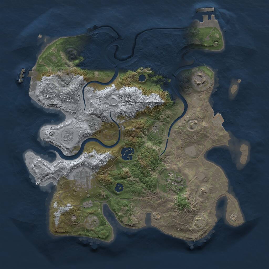 Rust Map: Procedural Map, Size: 3000, Seed: 393409, 11 Monuments