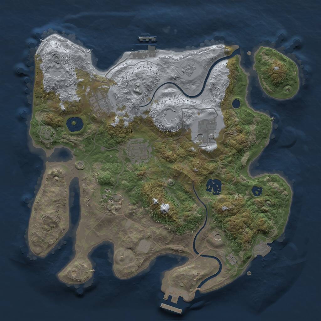 Rust Map: Procedural Map, Size: 3000, Seed: 380018, 11 Monuments