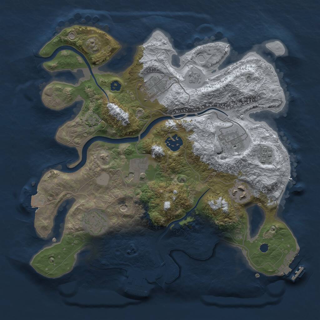 Rust Map: Procedural Map, Size: 3000, Seed: 564586, 13 Monuments