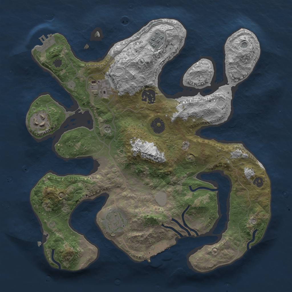 Rust Map: Procedural Map, Size: 3000, Seed: 130652, 13 Monuments