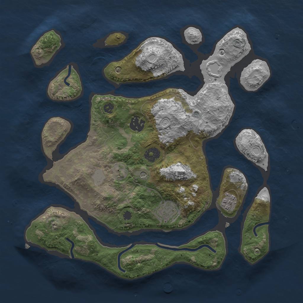 Rust Map: Procedural Map, Size: 3000, Seed: 949063, 9 Monuments
