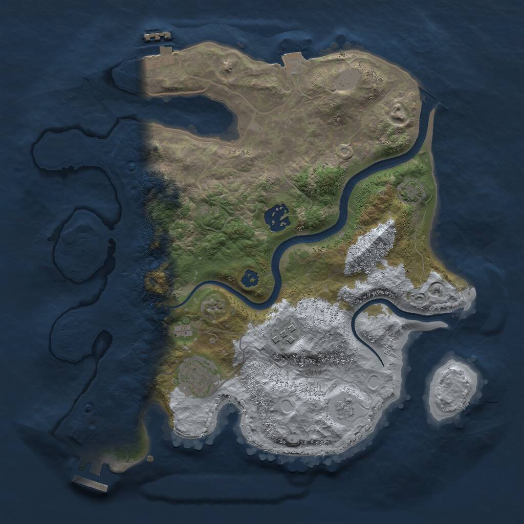 Rust Map: Procedural Map, Size: 3000, Seed: 299075, 8 Monuments