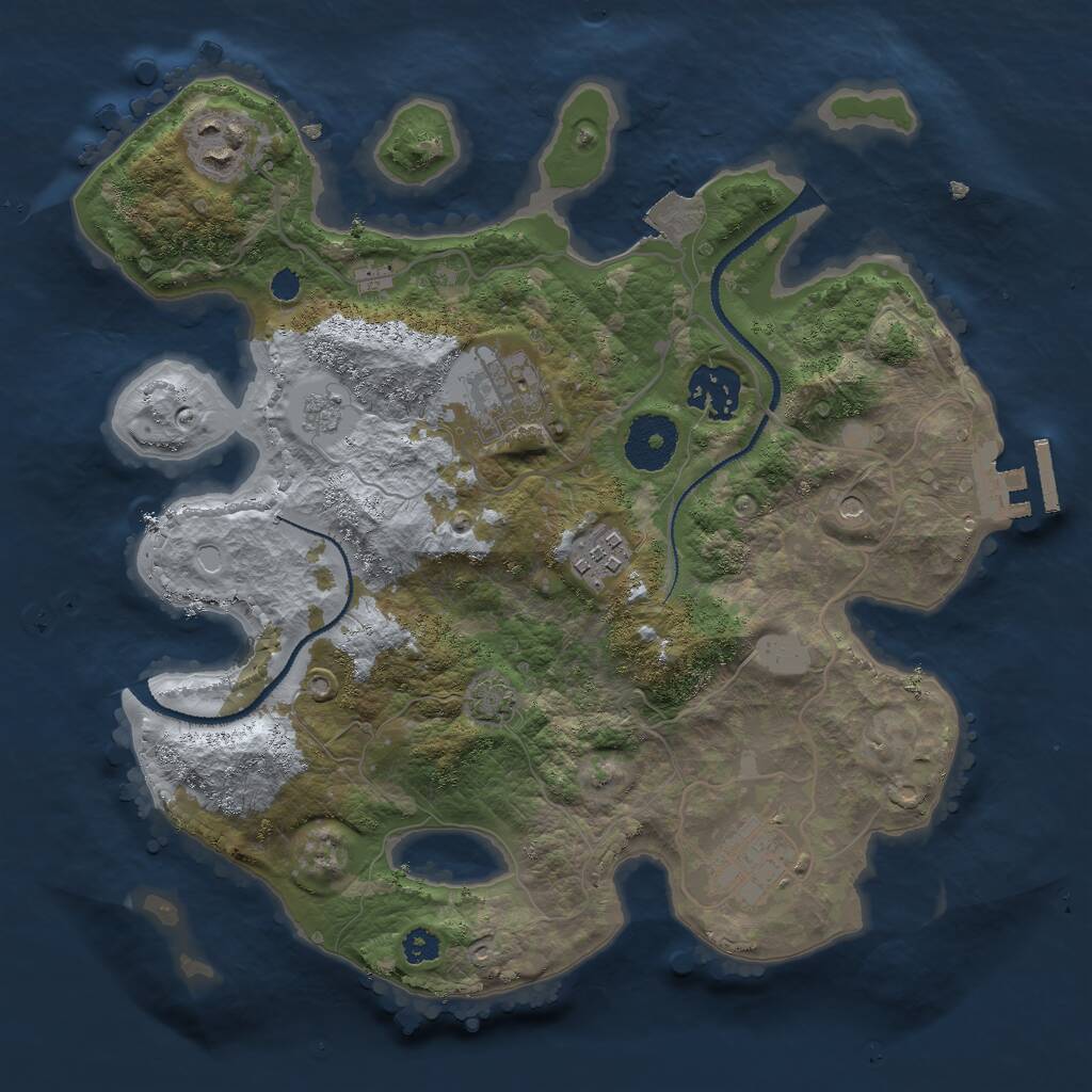 Rust Map: Procedural Map, Size: 3000, Seed: 841497, 10 Monuments