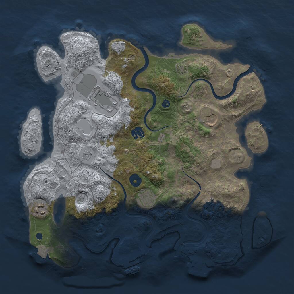 Rust Map: Procedural Map, Size: 3550, Seed: 77875, 12 Monuments
