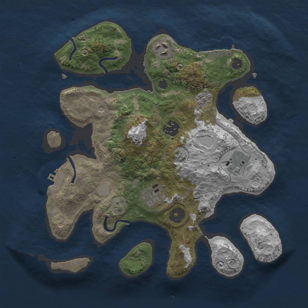 Rust Map: Procedural Map, Size: 3000, Seed: 279974, 13 Monuments