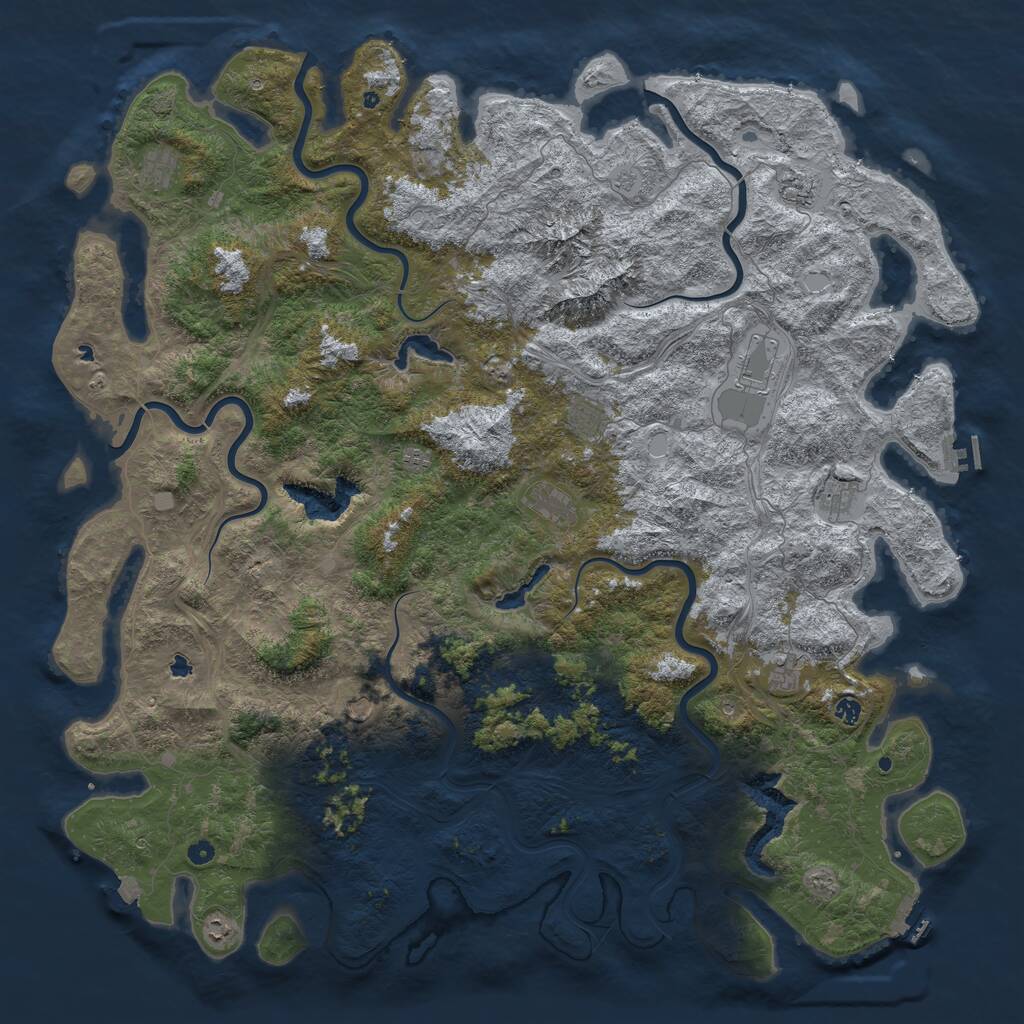 Rust Map: Procedural Map, Size: 6000, Seed: 6000001, 17 Monuments