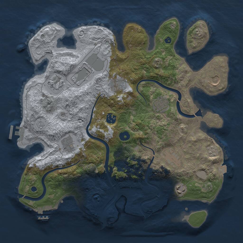 Rust Map: Procedural Map, Size: 3600, Seed: 861102379, 16 Monuments