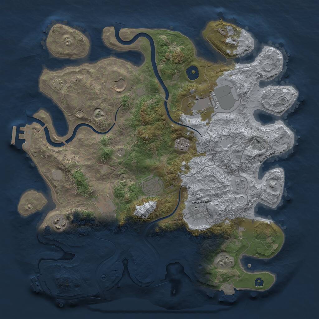 Rust Map: Procedural Map, Size: 3550, Seed: 909454, 13 Monuments