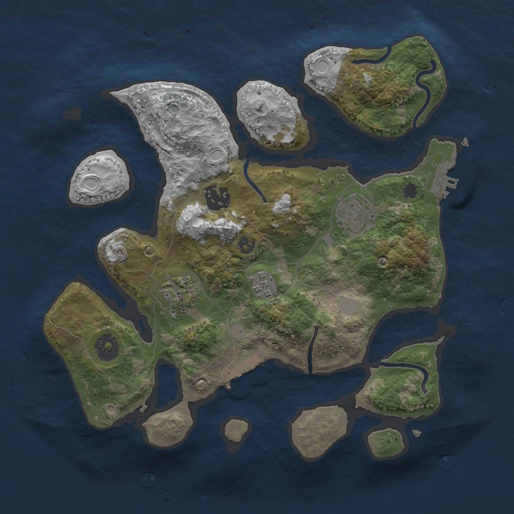Rust Map: Procedural Map, Size: 3000, Seed: 357765, 11 Monuments