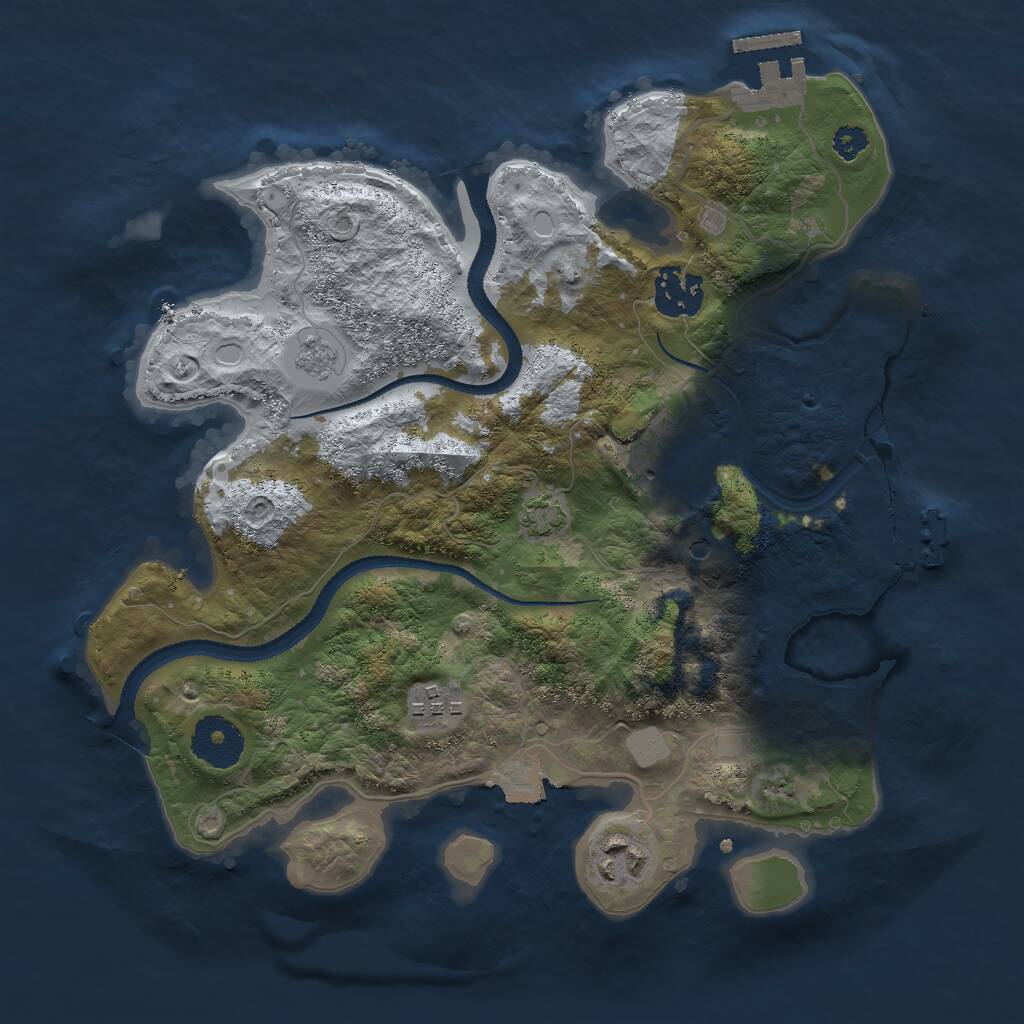 Rust Map: Procedural Map, Size: 3000, Seed: 357765, 10 Monuments