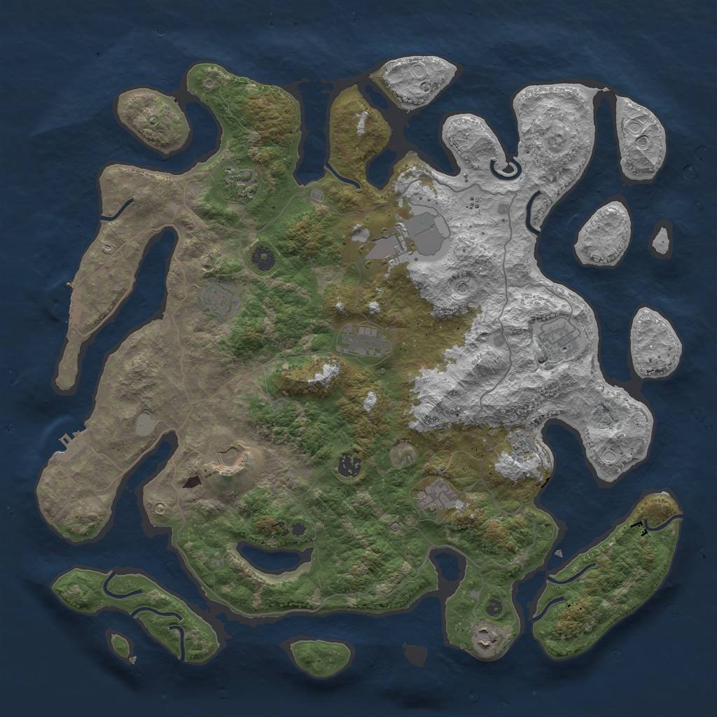 Rust Map: Procedural Map, Size: 4500, Seed: 22911, 18 Monuments