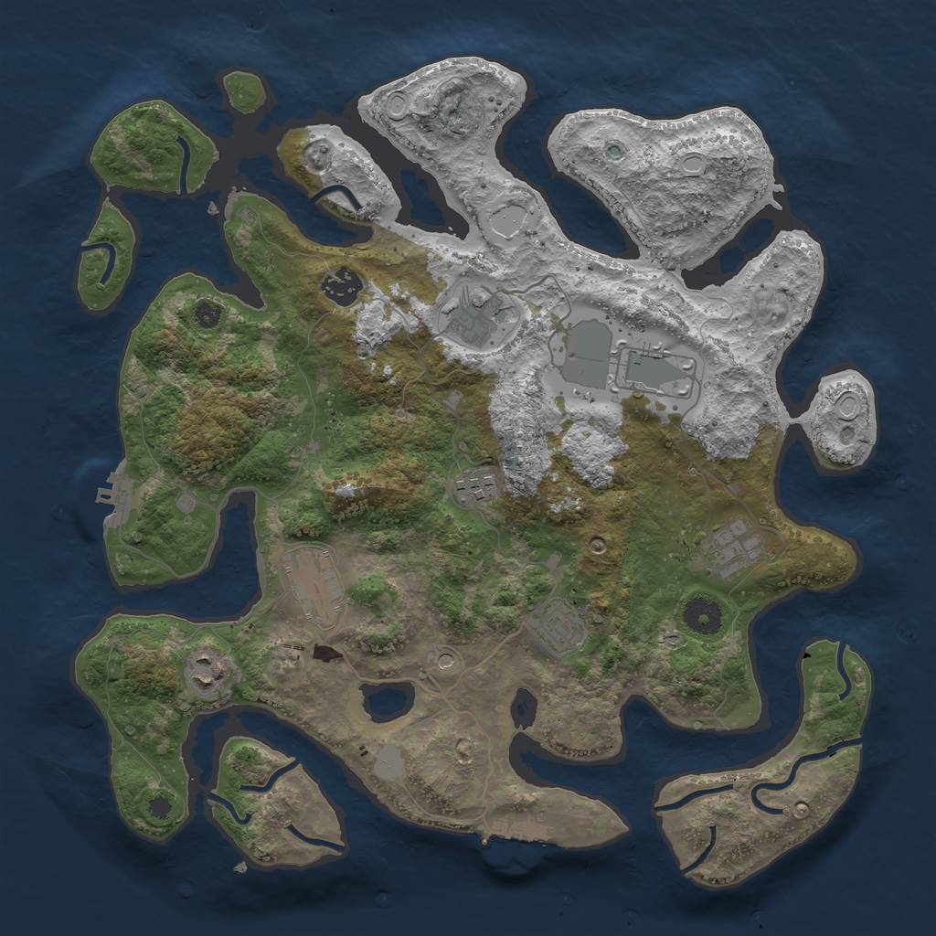 Rust Map: Procedural Map, Size: 3750, Seed: 13829, 16 Monuments