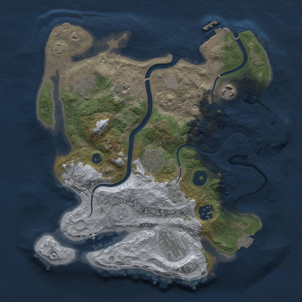 Rust Map: Procedural Map, Size: 3000, Seed: 517056, 12 Monuments