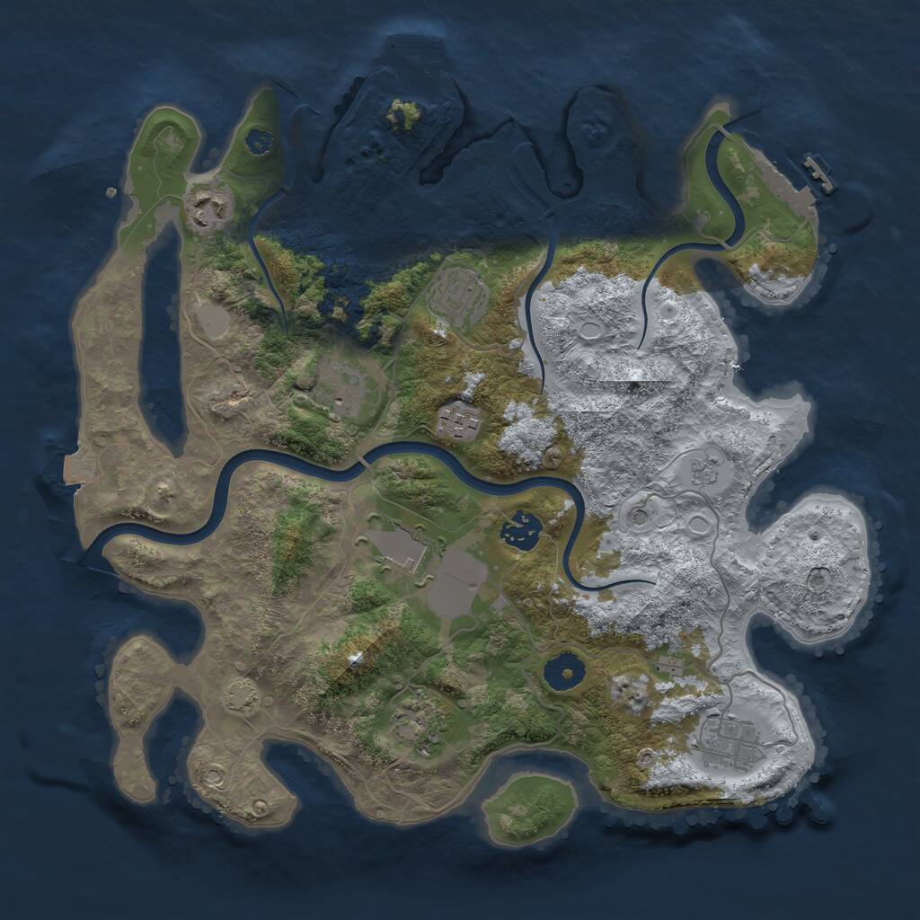 Rust Map: Procedural Map, Size: 3550, Seed: 846758, 14 Monuments