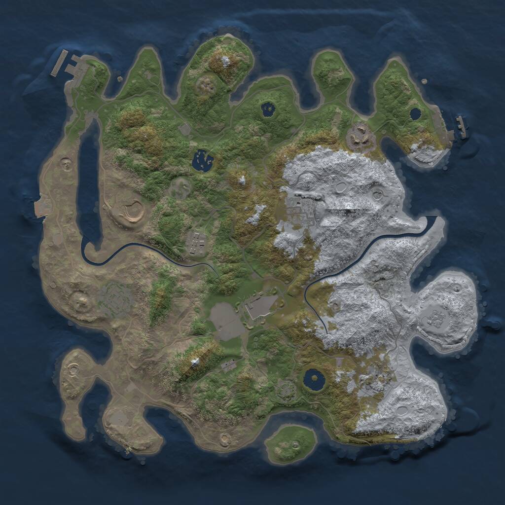 Rust Map: Procedural Map, Size: 3550, Seed: 846758, 14 Monuments