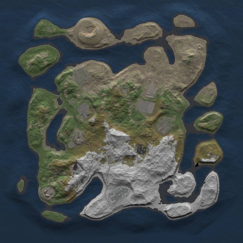 Rust Map: Barren, Size: 3750, Seed: 34056565, 12 Monuments