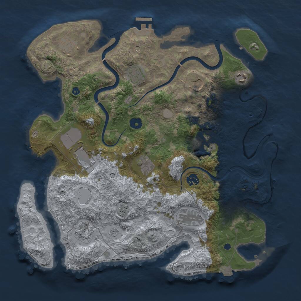 Rust Map: Procedural Map, Size: 3750, Seed: 56436655, 16 Monuments