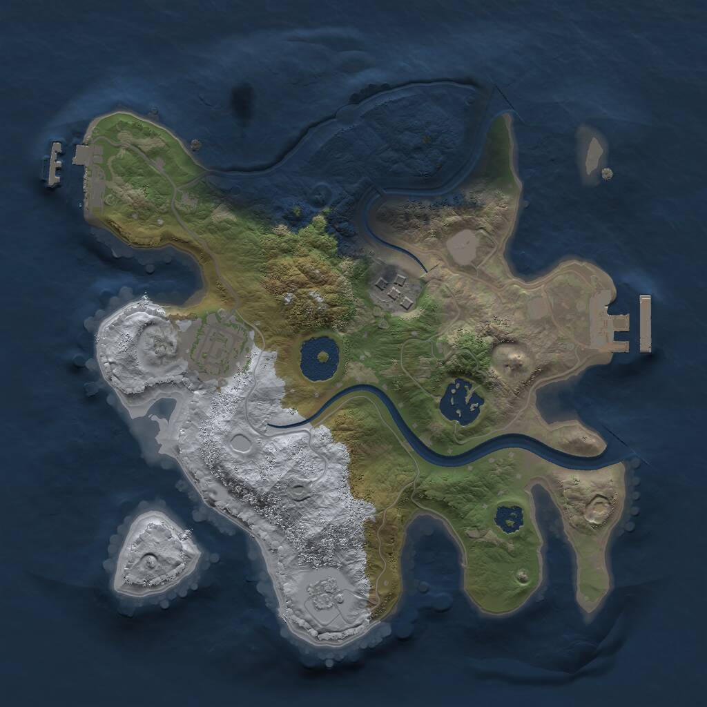 Rust Map: Procedural Map, Size: 2500, Seed: 855303668, 7 Monuments