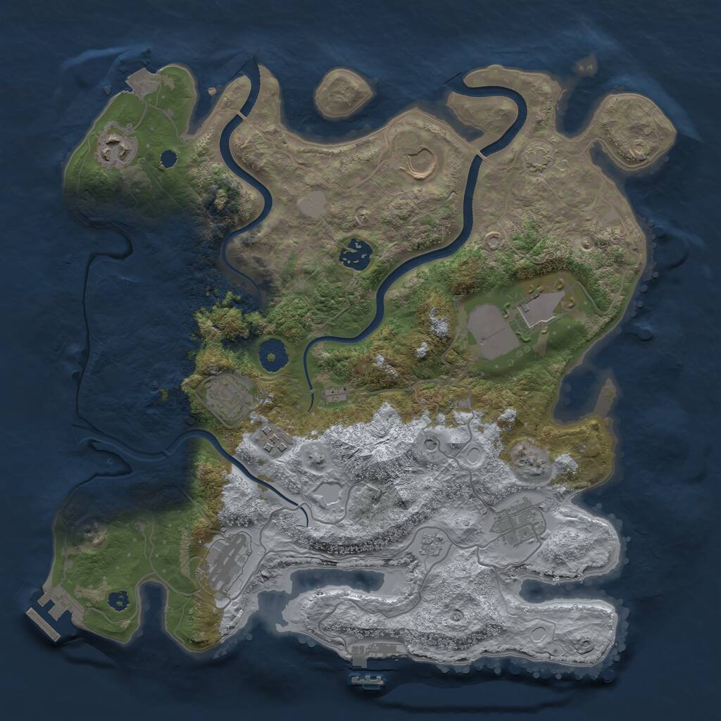 Rust Map: Procedural Map, Size: 3500, Seed: 1122956311, 14 Monuments