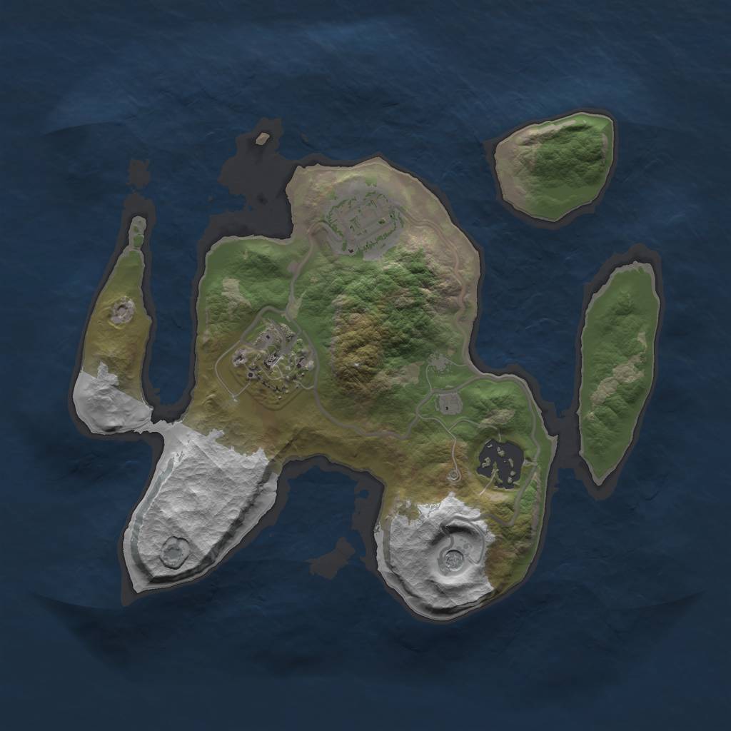 Rust Map: Barren, Size: 2300, Seed: 1129767560, 6 Monuments
