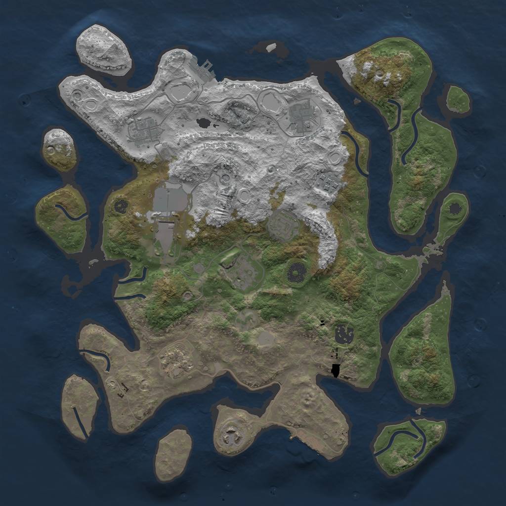Rust Map: Procedural Map, Size: 3800, Seed: 86640, 17 Monuments