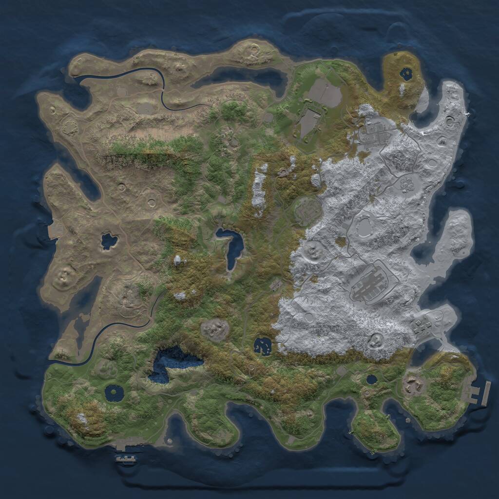 Rust Map: Procedural Map, Size: 4000, Seed: 750721, 14 Monuments