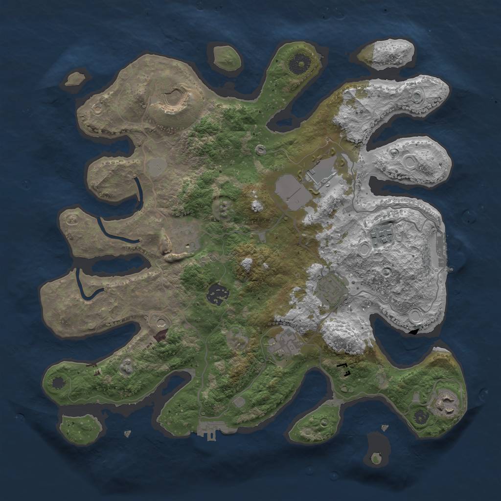 Rust Map: Procedural Map, Size: 3550, Seed: 11438, 16 Monuments