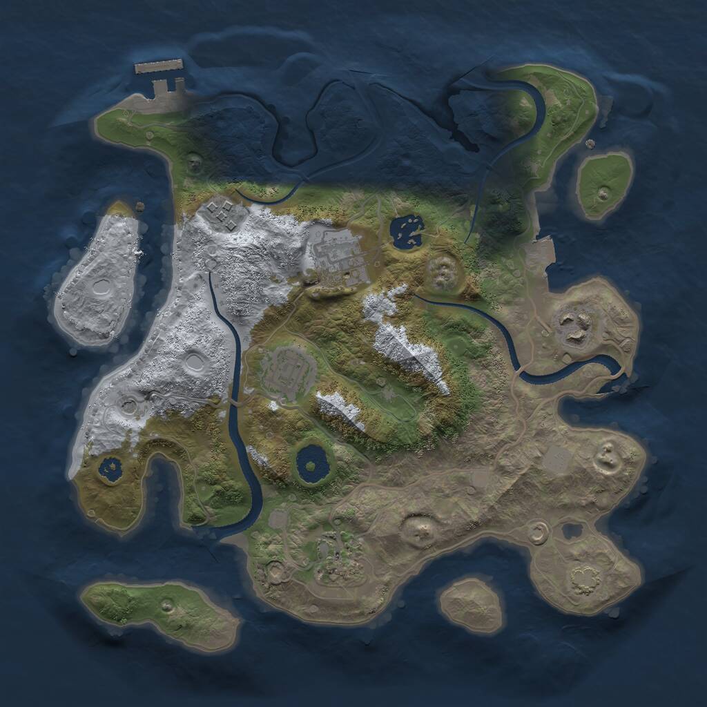Rust Map: Procedural Map, Size: 3000, Seed: 115134673, 10 Monuments