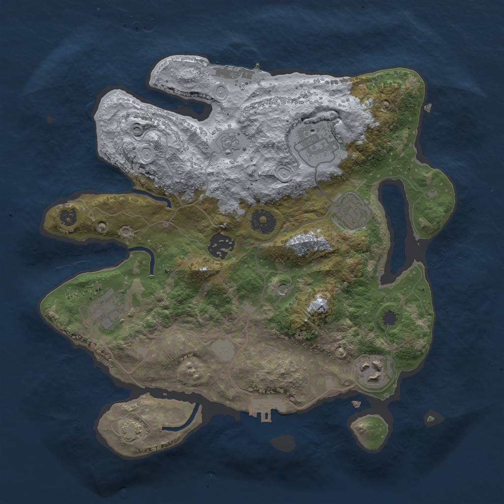Rust Map: Procedural Map, Size: 3000, Seed: 321323123, 13 Monuments