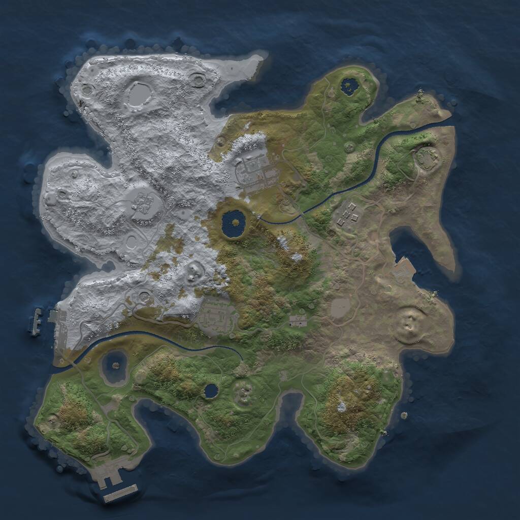 Rust Map: Procedural Map, Size: 3000, Seed: 1405042085, 9 Monuments