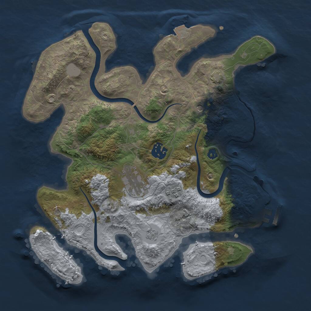 Rust Map: Procedural Map, Size: 3000, Seed: 919970, 8 Monuments