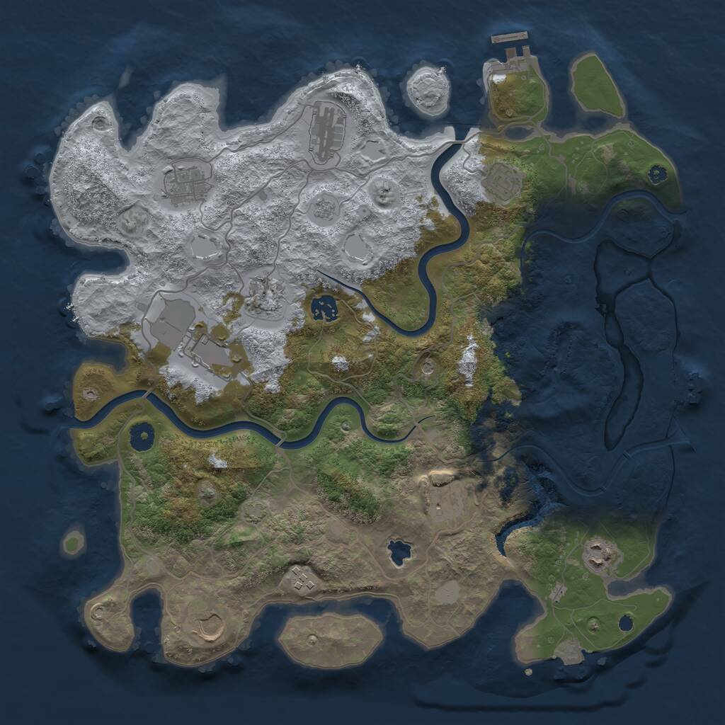 Rust Map: Procedural Map, Size: 4000, Seed: 1505, 16 Monuments