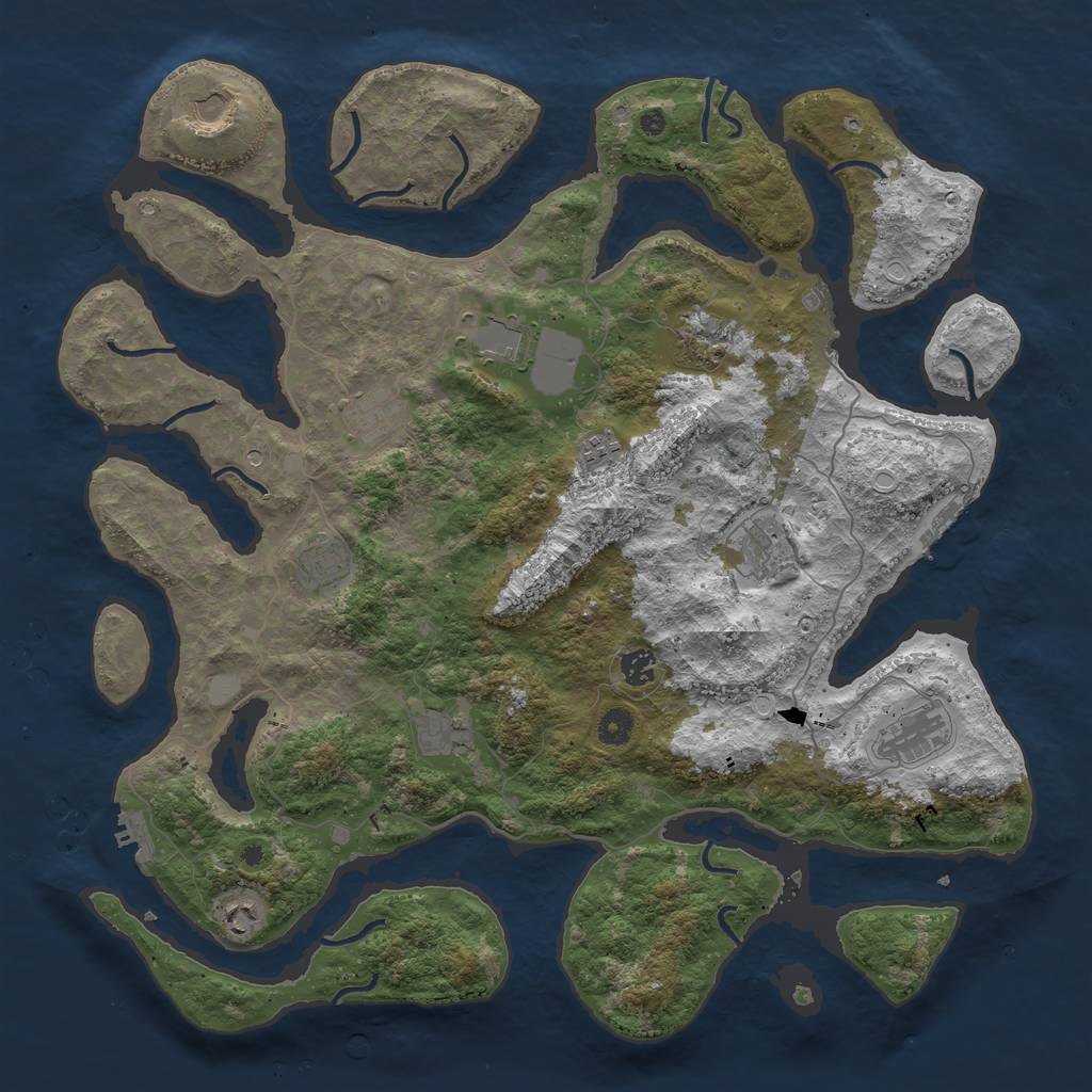 Rust Map: Procedural Map, Size: 4500, Seed: 4578975, 19 Monuments