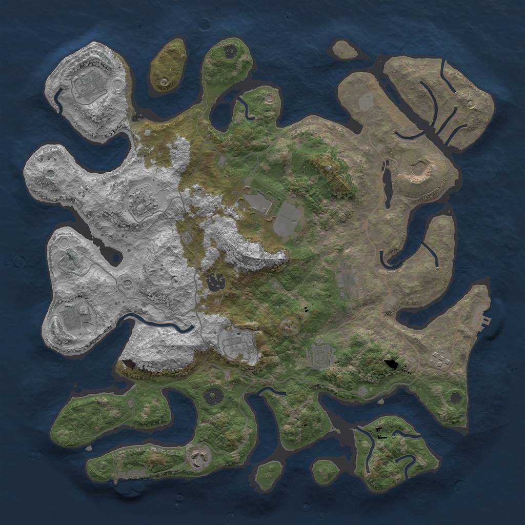 Rust Map: Procedural Map, Size: 4200, Seed: 383490516, 19 Monuments