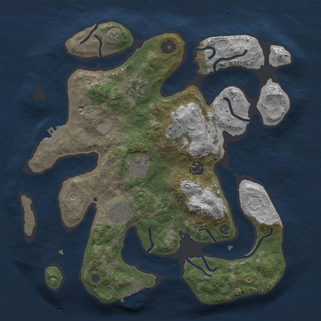 Rust Map: Procedural Map, Size: 3250, Seed: 68, 13 Monuments