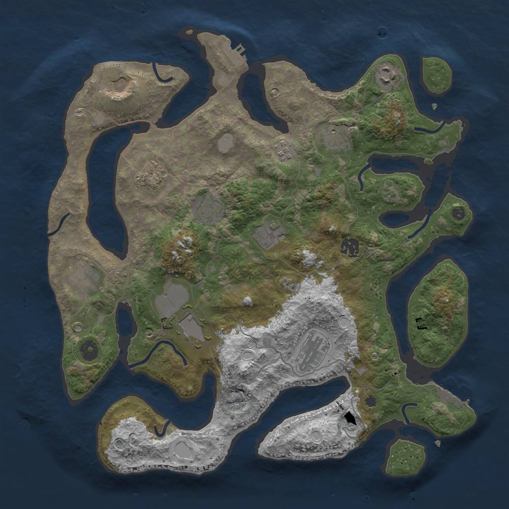 Rust Map: Procedural Map, Size: 3950, Seed: 1398670084, 19 Monuments