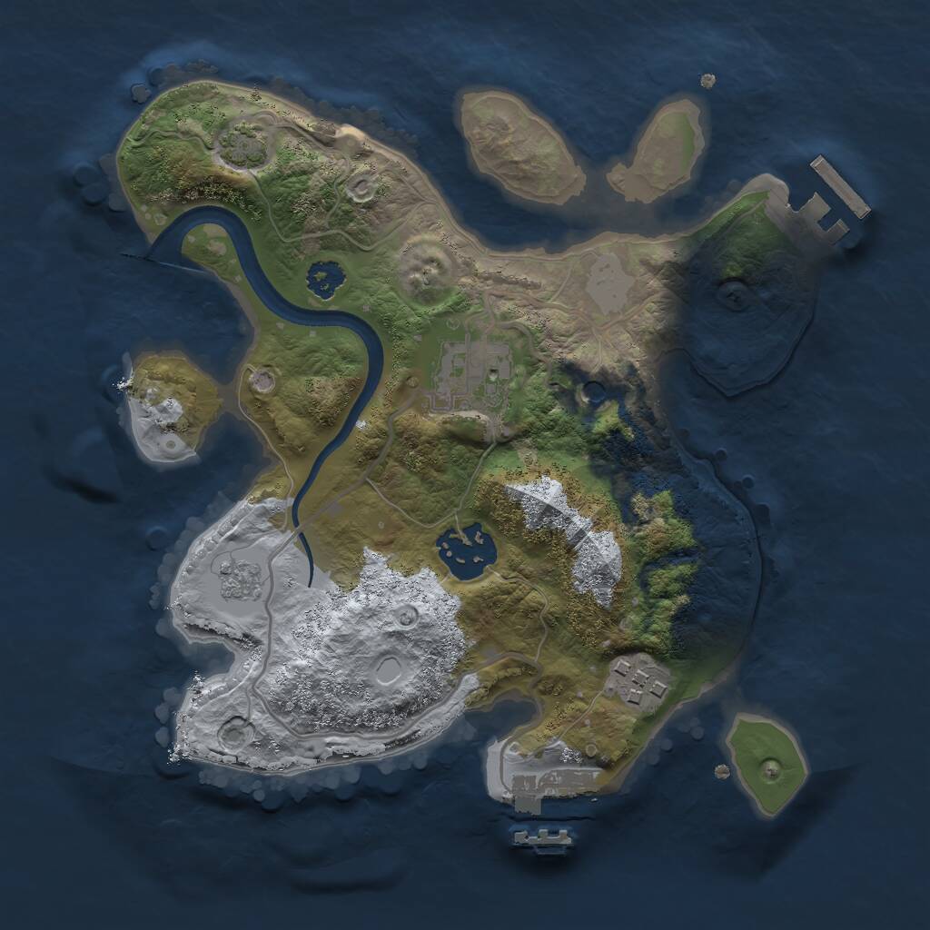 Rust Map: Procedural Map, Size: 2500, Seed: 12284, 9 Monuments