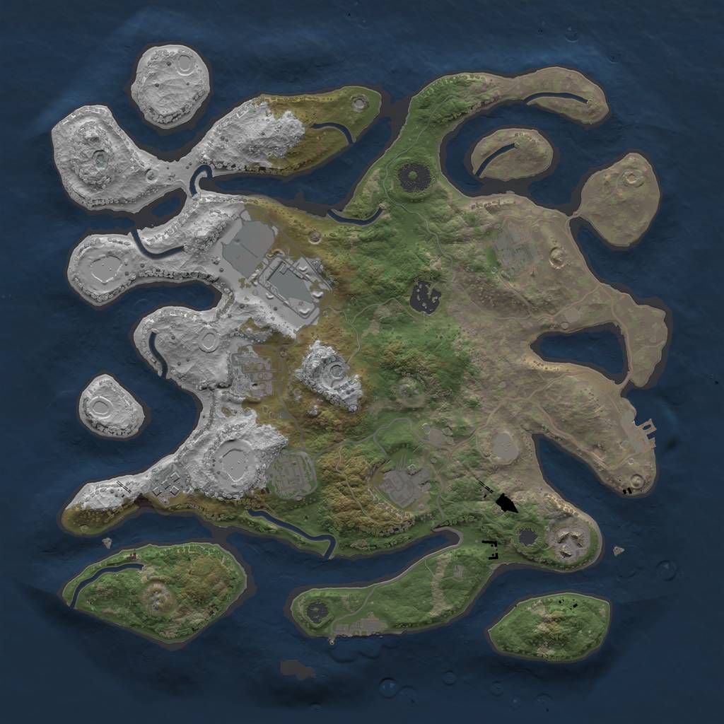 Rust Map: Procedural Map, Size: 3500, Seed: 645757233, 16 Monuments