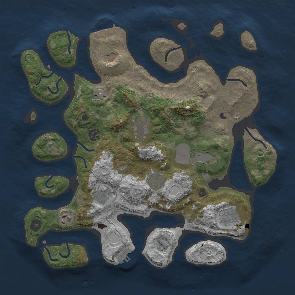 Rust Map: Procedural Map, Size: 3750, Seed: 1643, 17 Monuments