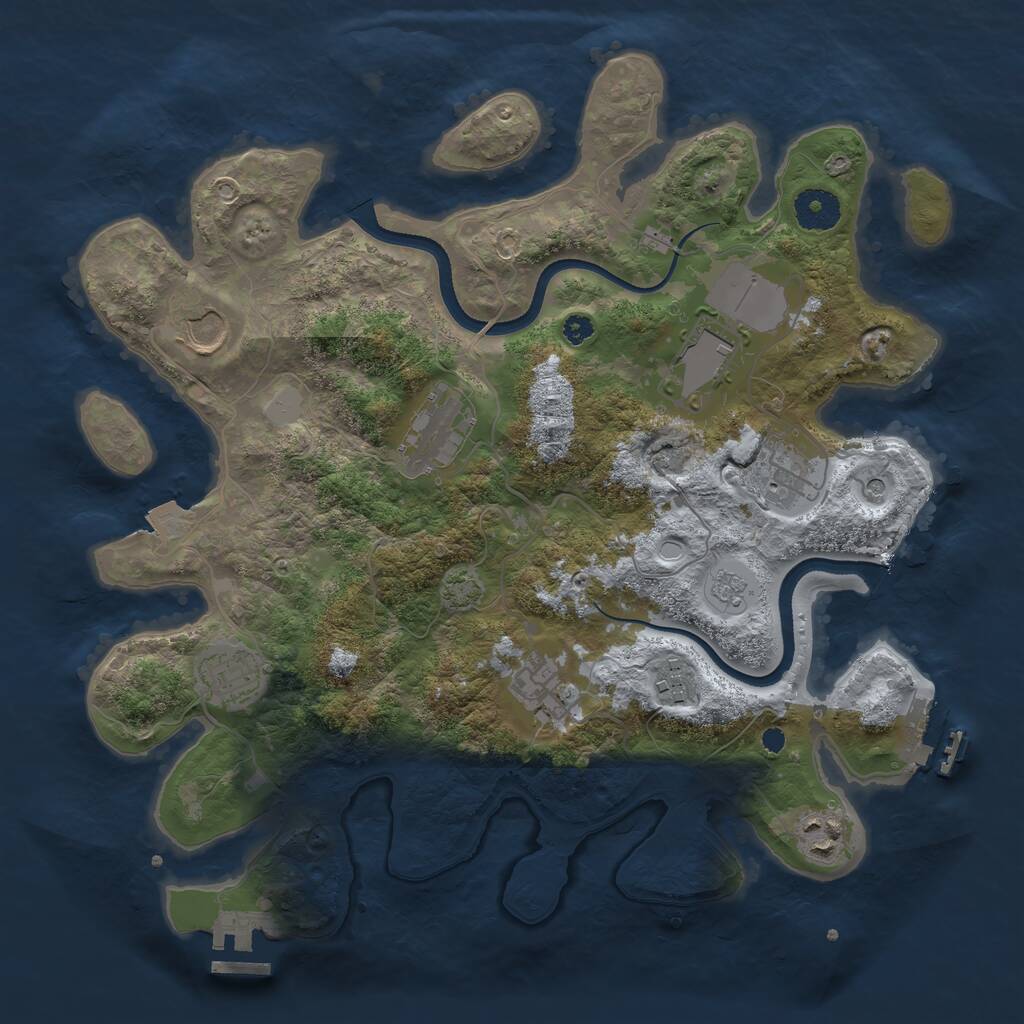 Rust Map: Procedural Map, Size: 3500, Seed: 7397567, 14 Monuments